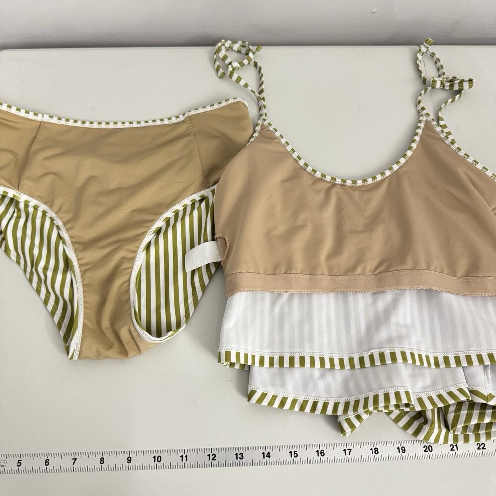 Kortni Jeane 2-Piece Swimsuit Sz S Pear Stripes Swing Top High Rise Bottoms - Picture 7 of 12
